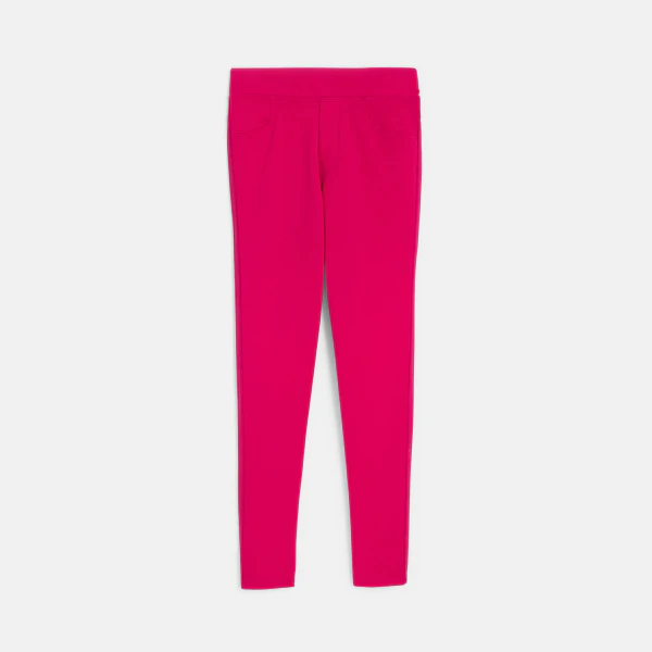 Girls' plain pink Milano jersey jeggings