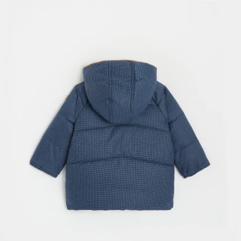 Baby boys' blue houndstooth print quilted coat