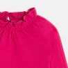 Girls' pink T-shirt with ruffle collar