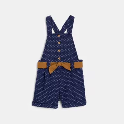 Baby girls' blue polka dot short dungarees