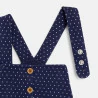 Baby girls' blue polka dot short dungarees