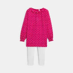 Girls' pink two-piece jersey pyjamas