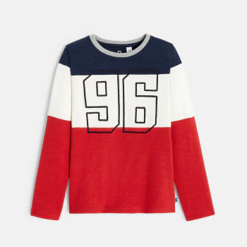 Boys' red "96" long-sleeved T-shirt