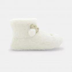 Girls' beige reindeer-themed soft boa bootees