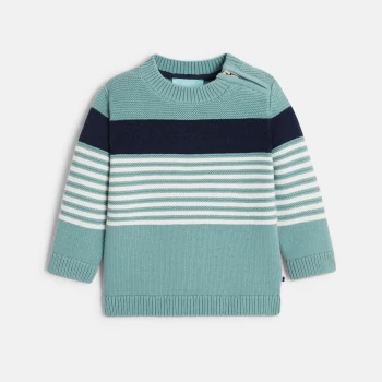 Baby boys' green striped knitted jumper