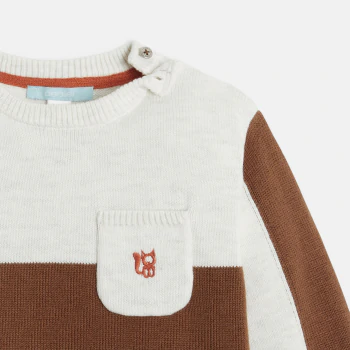 Baby boys' brown two-tone knitted jumper