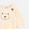 Newborns' beige warm soft boa onesie with bear-theme