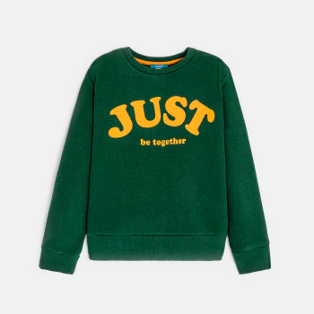 Boys' green sweatshirt with slogan