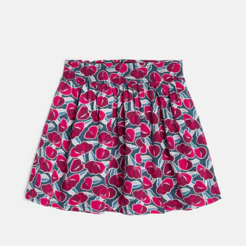 Girls' short pink printed skirt