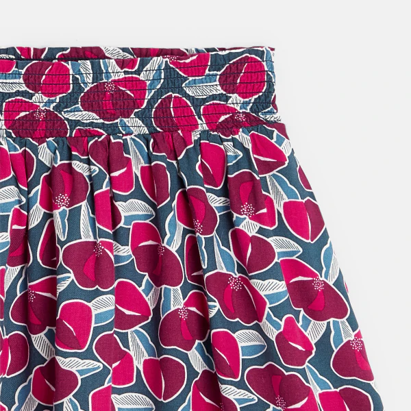 Girls' short pink printed skirt