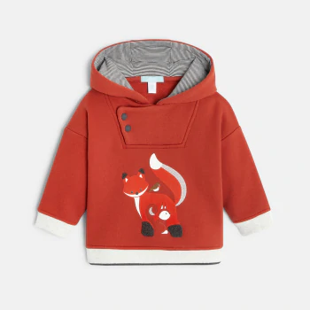 Baby boys' orange fox-themed fleece hoody