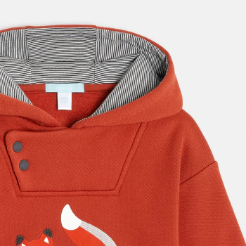 Baby boys' orange fox-themed fleece hoody