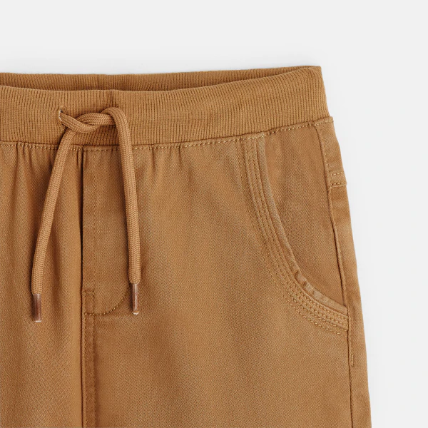 Plain-colored stretch canvas jogpants