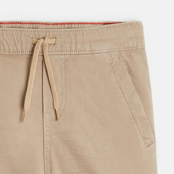 Boys' beige canvas cargo trousers