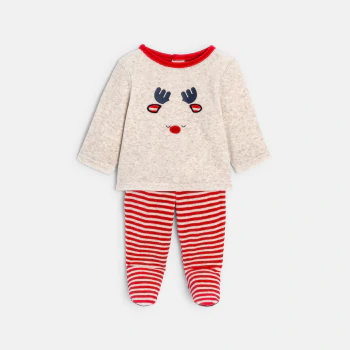 Baby boys' red reindeer fleece pyjamas