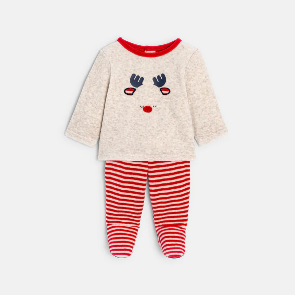 Baby boys' red reindeer fleece pyjamas