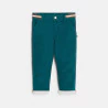 Baby boys' green cotton trousers with elasticated waist