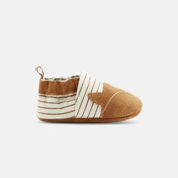 Newborns' beige leather slippers