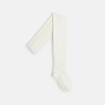 Girls' white heat-regulating cotton tights