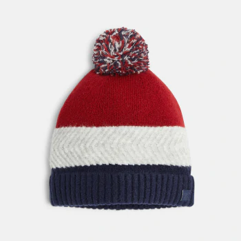 Boys' red knitted pompom hat