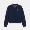 Girl's blue fleece baseball-style sweatshirt