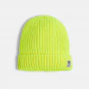 Girls' yellow ribbed beanie with cuff.