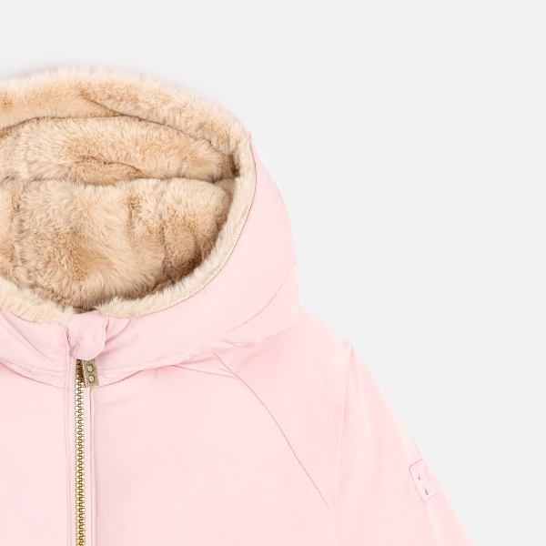 Girls' pink faux fur reversible jacket