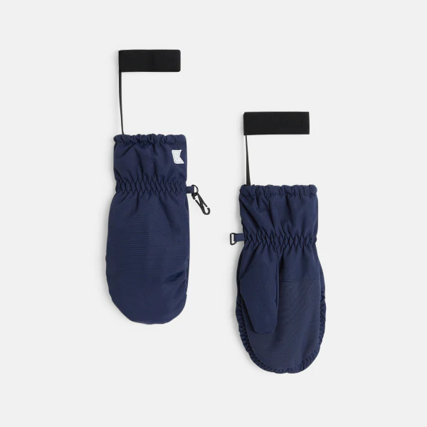 Boys' blue waterproof ski mittens