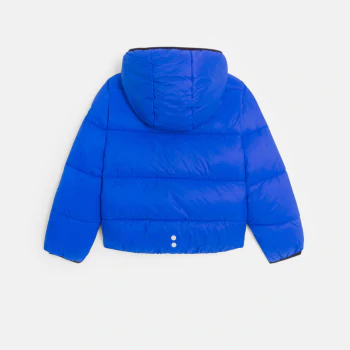 Boys' plain blue short padded jacket