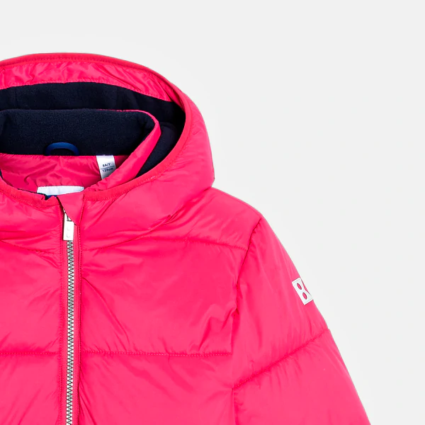 Girls' plain pink short padded jacket