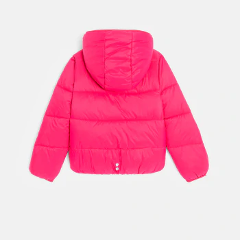 Girls' plain pink short padded jacket