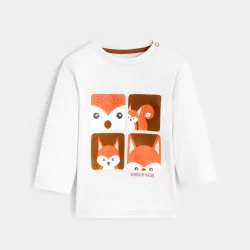 Baby boy white animal detail T-shirt