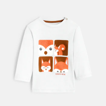 Baby boy white animal detail T-shirt