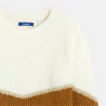 Girls' ecru and brown ribbed jumper