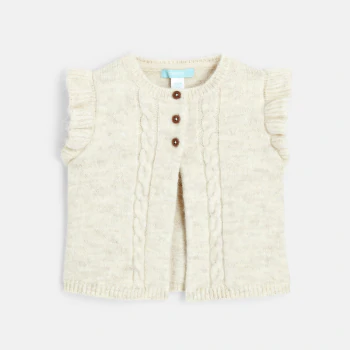 Baby girls' white sleeveless knitted cardigan