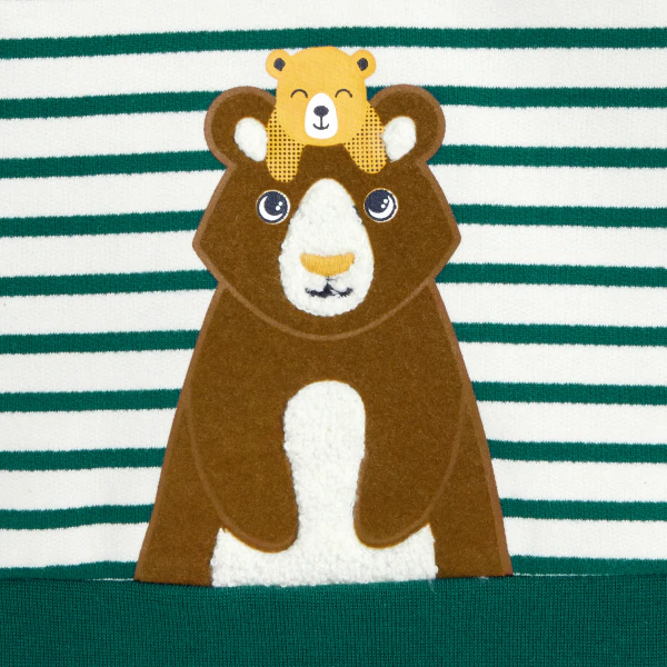 Baby boys' bear-themed striped hoodie