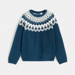 Girls' blue Scandinavian jacquard jumper