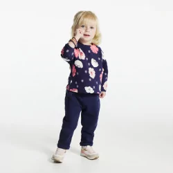 Baby girls' blue floral fleece sweatshirt