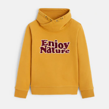 Boys' saffron yellow sweatshirt with slogan