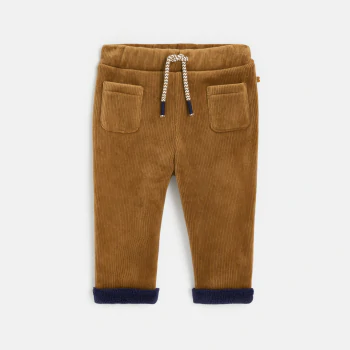 Baby boys' brown corduroy fleece trousers