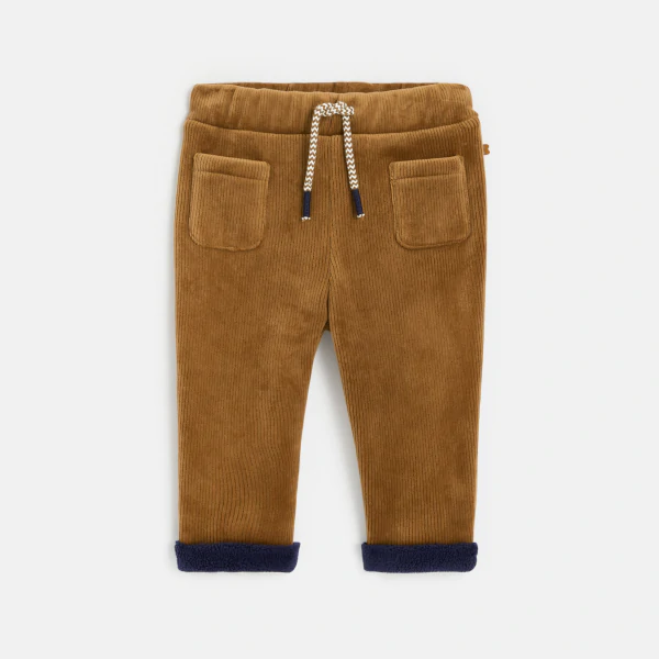 Baby boys' brown corduroy fleece trousers