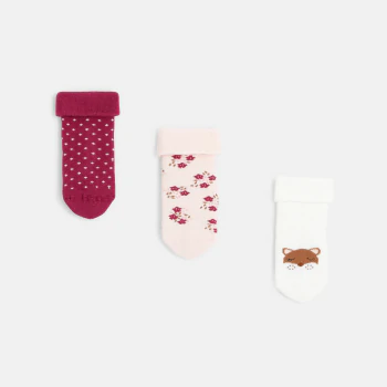 Baby girls' floral bouclé socks (set of 3)