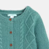 Baby girls' green cable knit cardigan