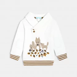 Baby boys' fox-themed sweatshirt with shawl collar