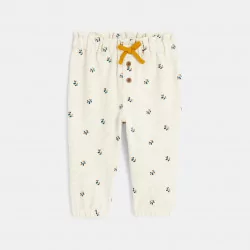 Baby girls' patterned micro-herringbone trousers