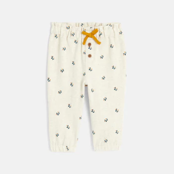 Baby girls' patterned micro-herringbone trousers