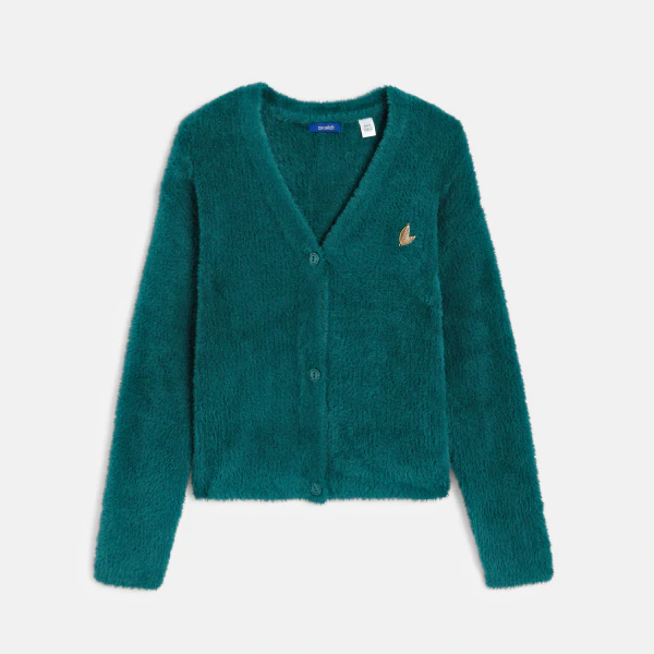 Girls green V-neck cardigan