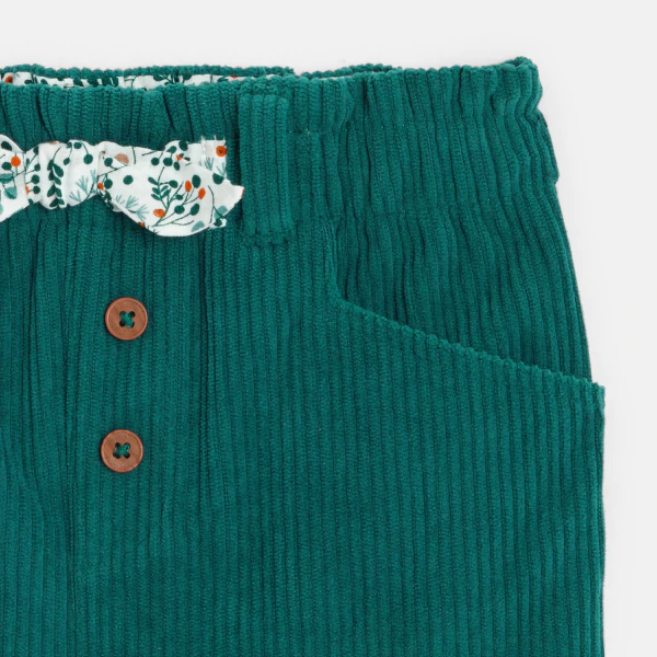 Baby girls' green corduroy trousers