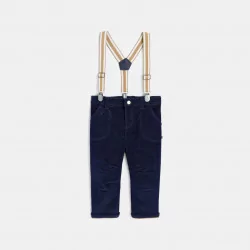 Baby boys' blue corduroy trousers with braces