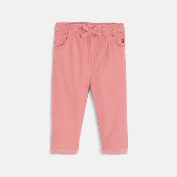 Baby girls' pink corduroy trousers